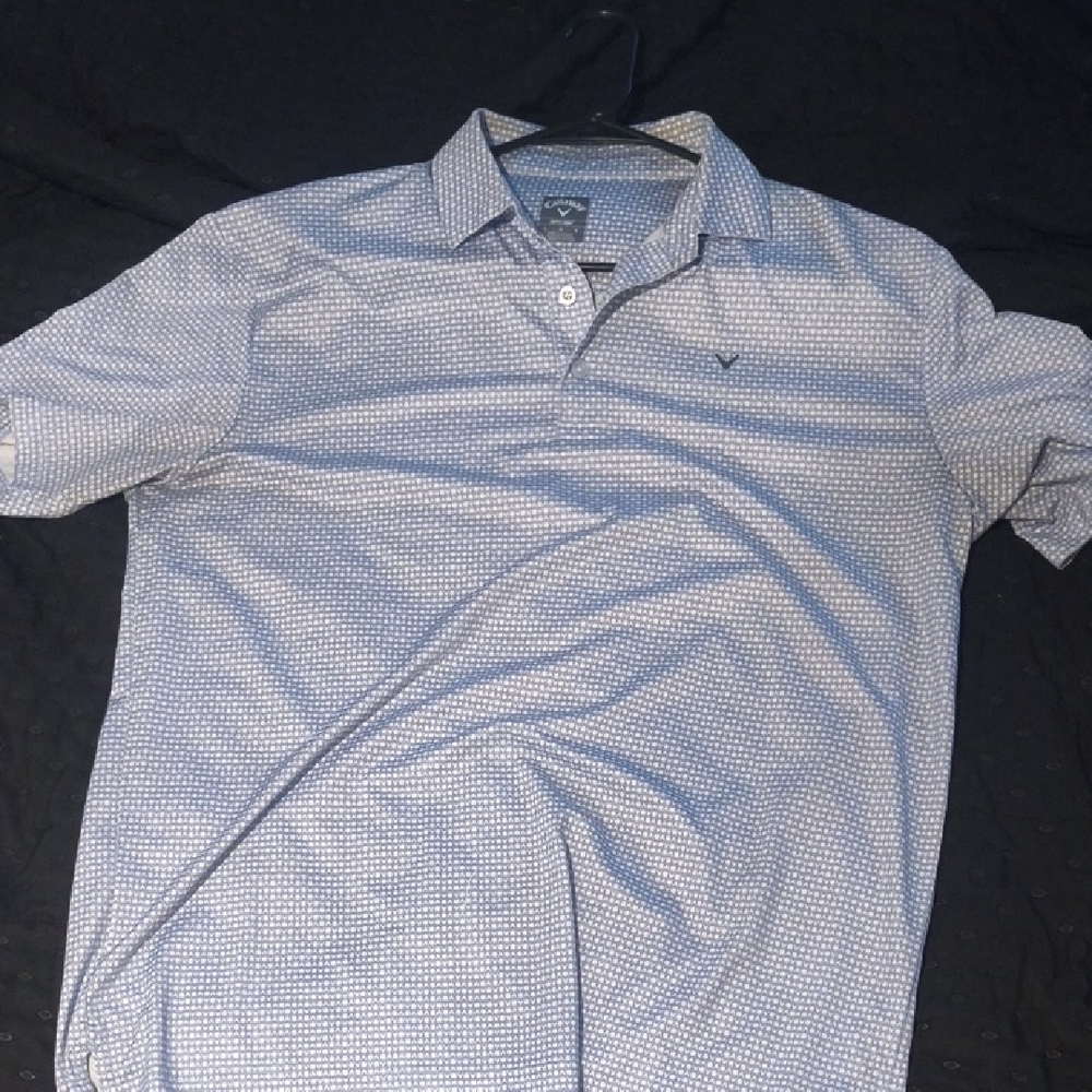Callaway Men's Light Blue Checkered Polo Shirt